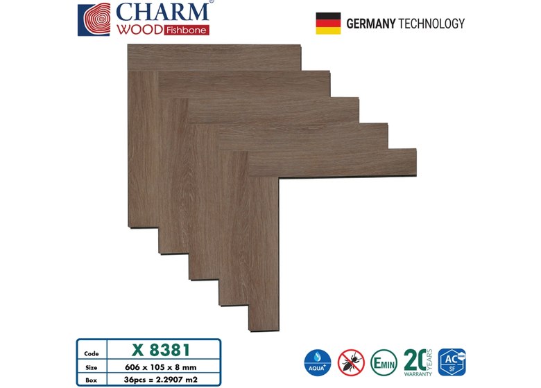 Sàn gỗ xương cá Charm Wood 8mm - X8381