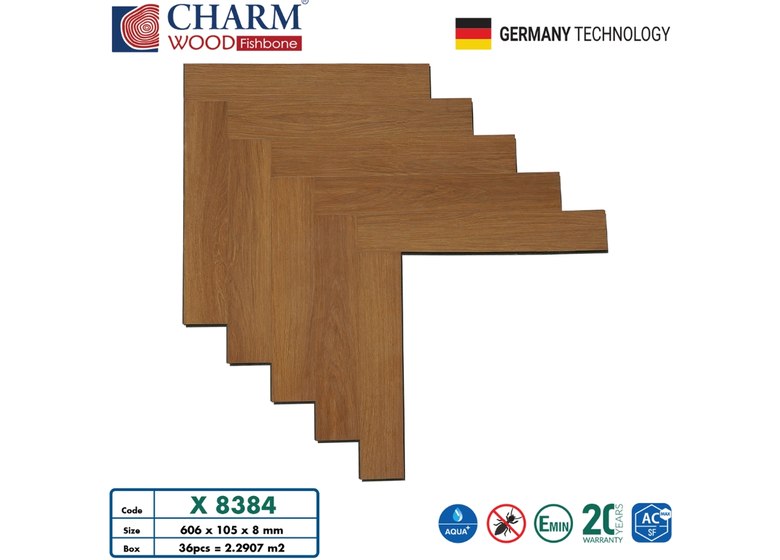 Sàn gỗ xương cá Charm Wood 8mm - X8384