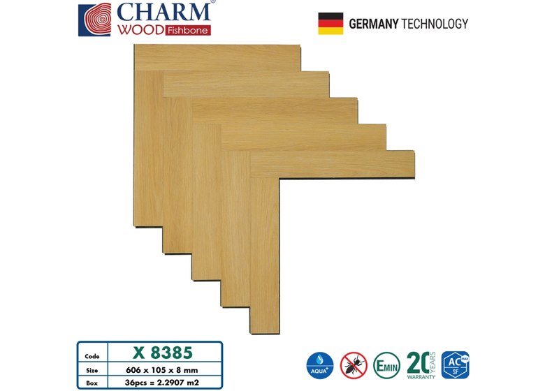 Sàn gỗ xương cá Charm Wood 8mm - X8385