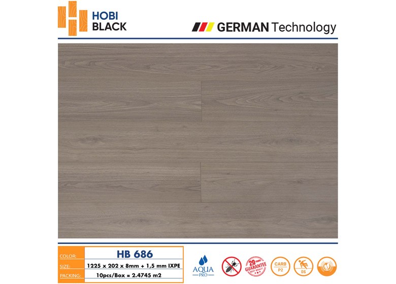 Sàn gỗ Hobi Black 8mm - HB686