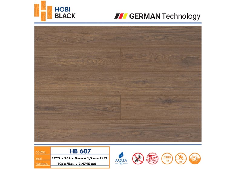 Sàn gỗ Hobi Black 8mm - HB687