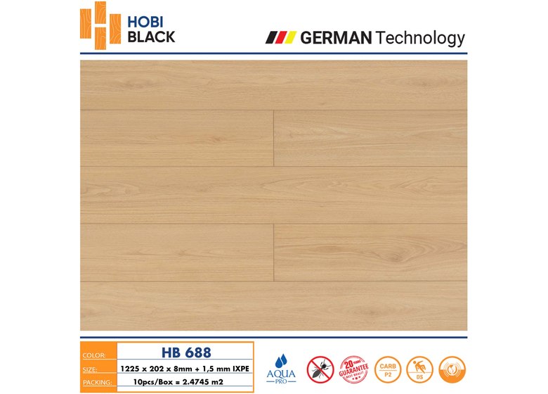 Sàn gỗ Hobi Black 8mm - HB688