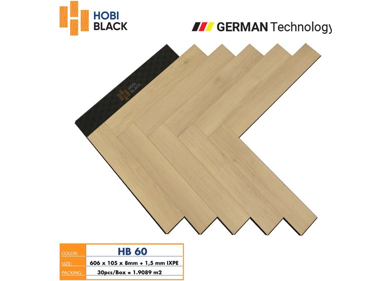 Sàn gỗ xương cá Hobi Black 8mm - HB60