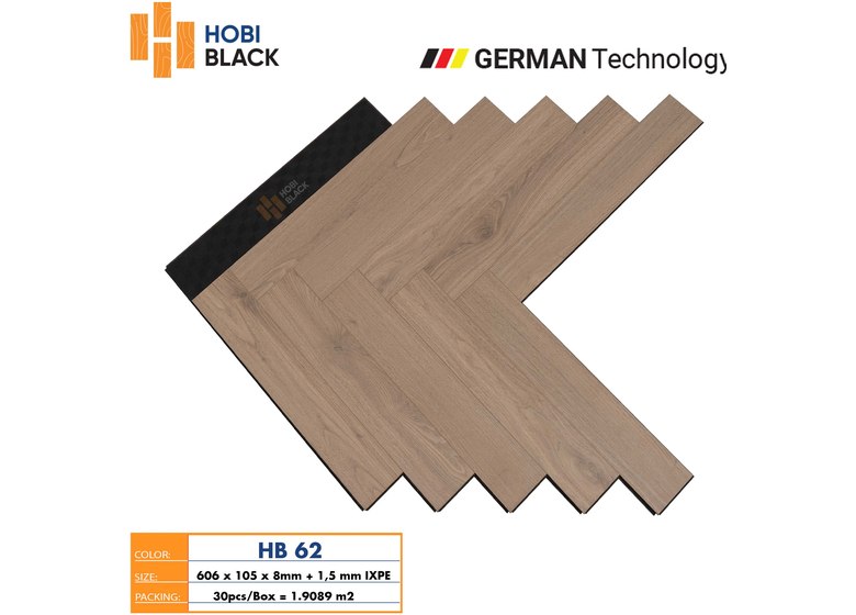 Sàn gỗ xương cá Hobi Black 8mm - HB62
