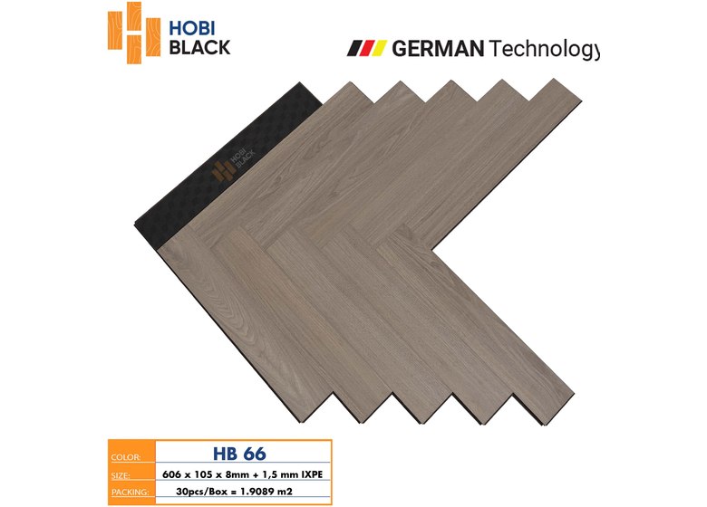 Sàn gỗ xương cá Hobi Black 8mm - HB66