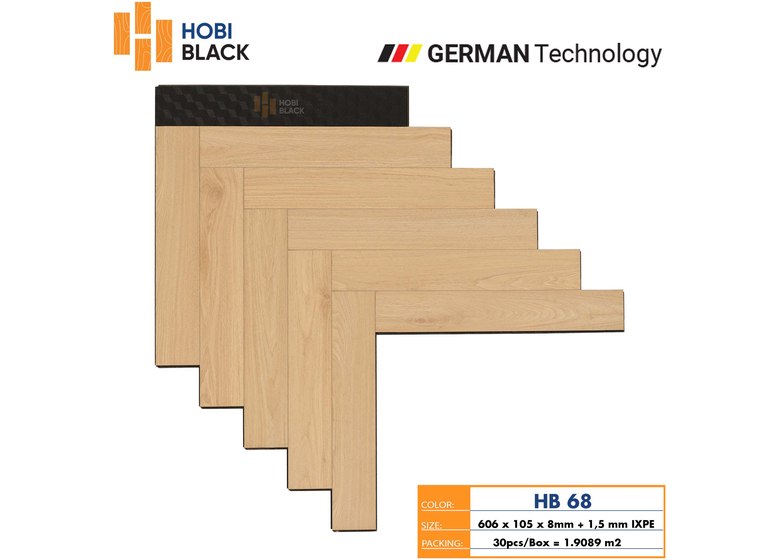 Sàn gỗ xương cá Hobi Black 8mm - HB68
